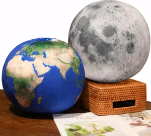 10 inch 2 pcs Moon Pillow Earth Pillow Plush Toy Earth and Moon Stuffed Toy Planet Pillow Astronomy Decor Space Pillows Globe World Globe Stuffed Plush Toy