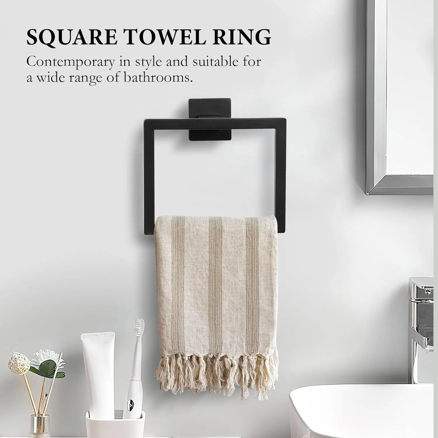 10-Piece Matte Black Bathroom Hardware Set Towel Bar Set for Bathroom Include 24 inch Towel Bar Towel Ring TP Holder Coat Hooks Stainless Steel Wall Mounted Towel Holder Set
