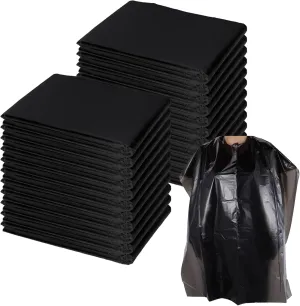 100 Pcs Disposable Salon Capes 36 x 51in Hair Cutting Cape Black Barber Cape for Hairstylist Hair Dye Perming Beauty Clients Shampoo