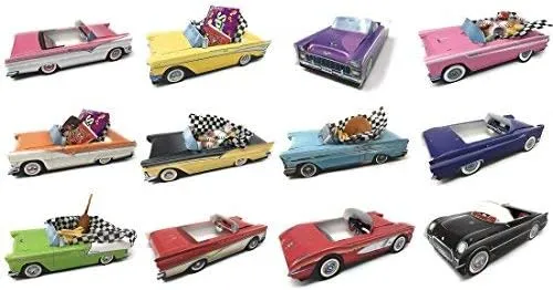 12 Classic Car Party Food Boxes with Wax Paper - 1950's Collection