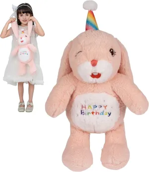 12 Inch Pink Bunny Rabbit Stuffed Animals Happy Birthday Rabbit Soft Pink Rabbit Bunny Plush Toys Stuffed Bunny Plushies Animal Pink Rabbit Plush Doll Animal Toy for Kids & Lovers…