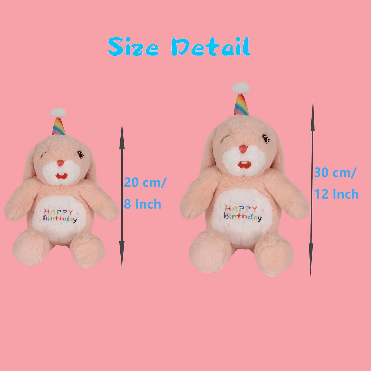 12 Inch Pink Bunny Rabbit Stuffed Animals Happy Birthday Rabbit Soft Pink Rabbit Bunny Plush Toys Stuffed Bunny Plushies Animal Pink Rabbit Plush Doll Animal Toy for Kids & Lovers…