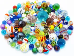130 PCS Glass Marbles Bulk, Colorful Assorted for Kids, Games and Run Accessories for Boys and Girls, Beautiful Collections for Home Decoration