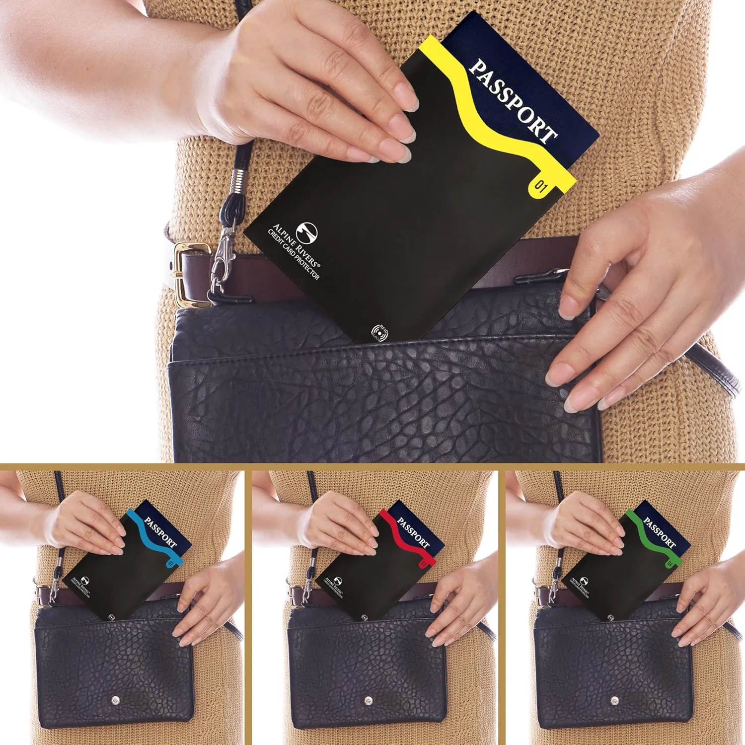 18 RFID Blocking Sleeves (14 Credit Card Holders & 4 Passport Protectors) - Premium Identity Theft Protection Set for Men & Women, Slim Design Fits Wallet or Purse