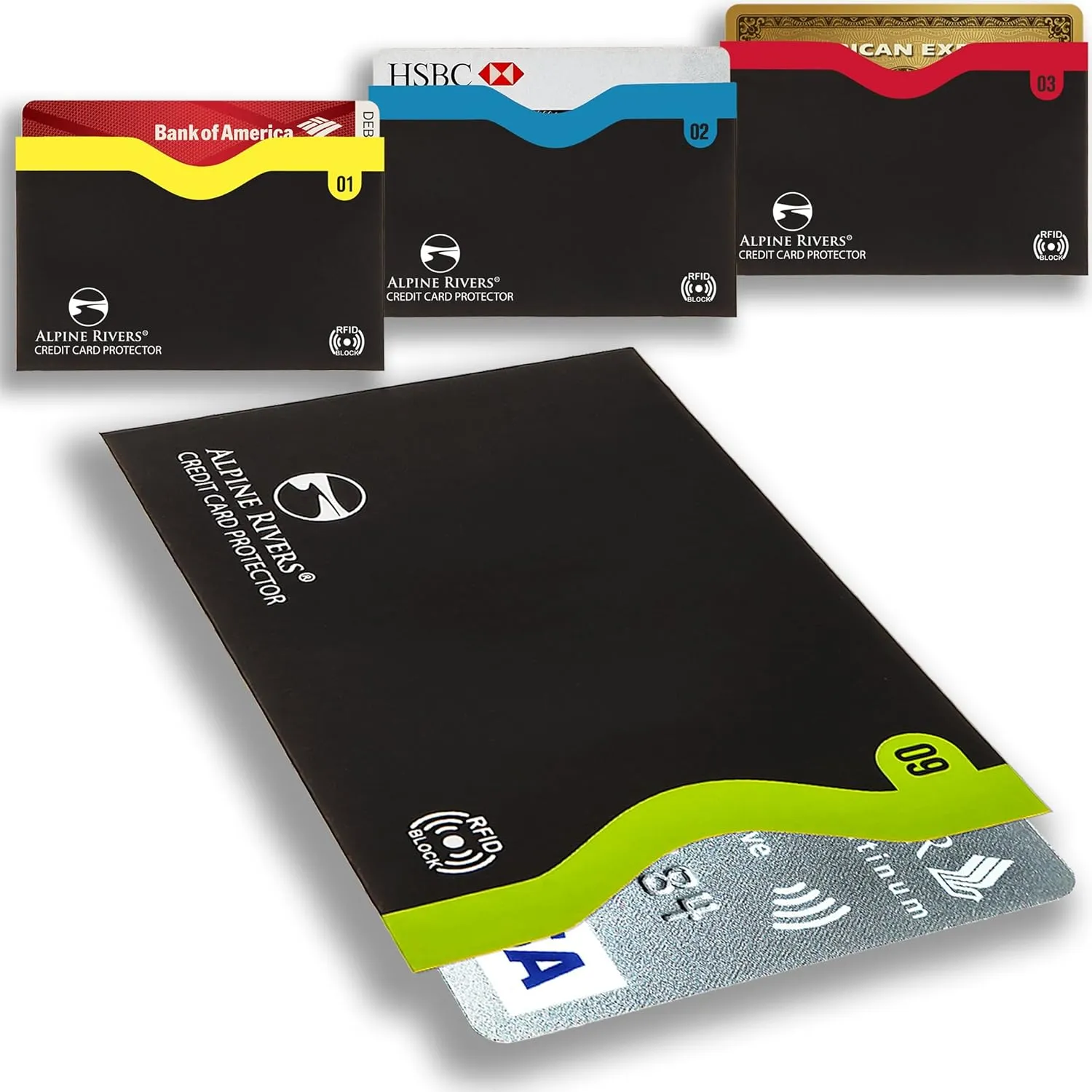 18 RFID Blocking Sleeves (14 Credit Card Holders & 4 Passport Protectors) - Premium Identity Theft Protection Set for Men & Women, Slim Design Fits Wallet or Purse