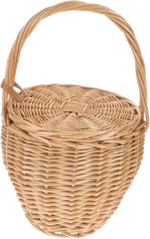 1Pc Woven Rattan Handbag for Women Stylish Tote Bag for Work School and Shopping Multi Functional Design for Home Decor and Wedding Flower Basket