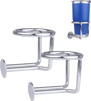 2 Pack Boat Cup Holders,Stainless Steel Ring Drink Holder,Ringlike Wall Mounted Cup Holder for Marine Boat Yacht