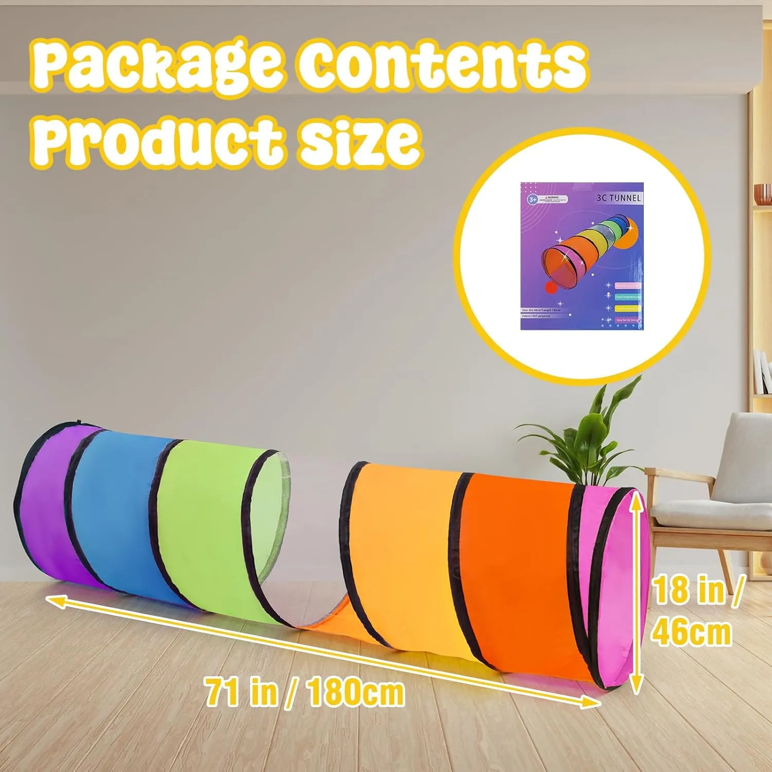 2 Pack Kids Play Tunnel,Pop Up Crawl Through Tunnel Play Tent for Baby Kids Children or Pet,Opening Crawl Tunnel Toy with Breathable Mesh Game Tent Toy Girl Boy Gift