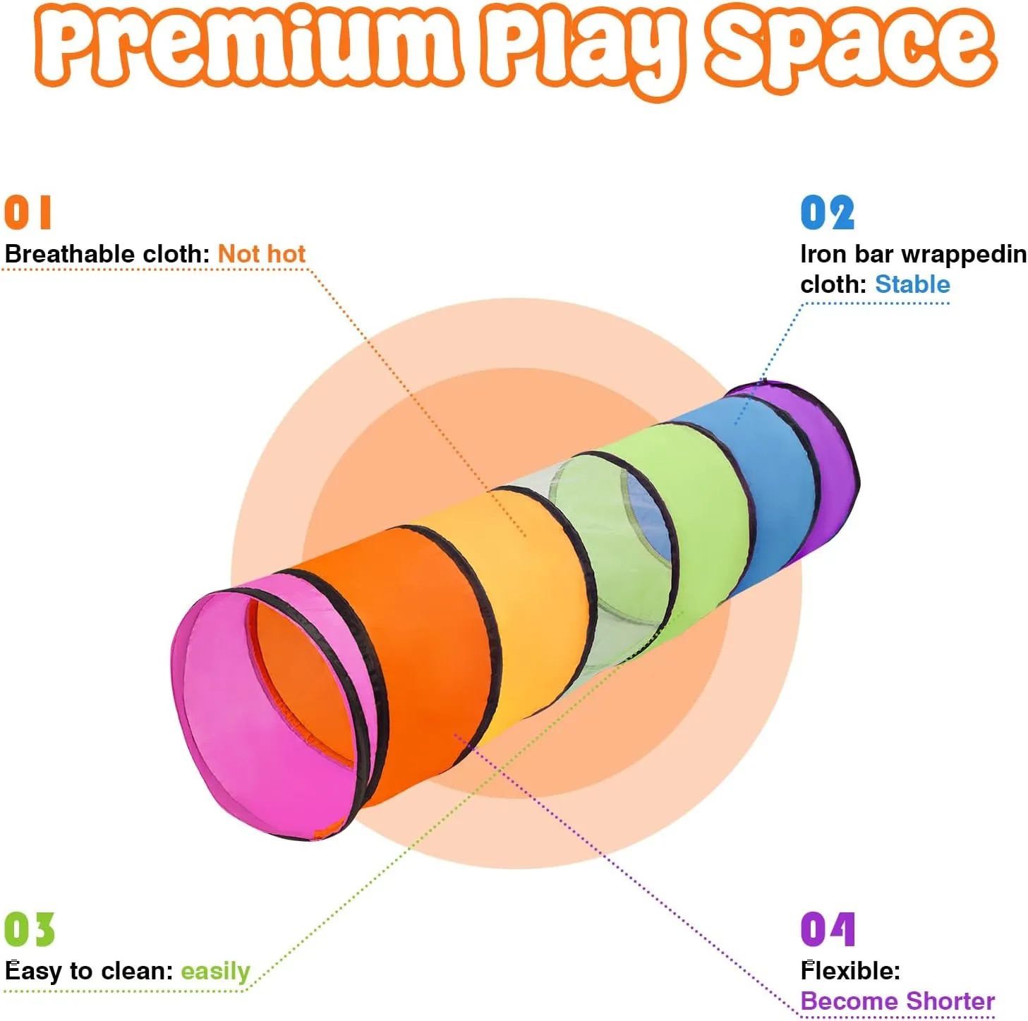 2 Pack Kids Play Tunnel,Pop Up Crawl Through Tunnel Play Tent for Baby Kids Children or Pet,Opening Crawl Tunnel Toy with Breathable Mesh Game Tent Toy Girl Boy Gift