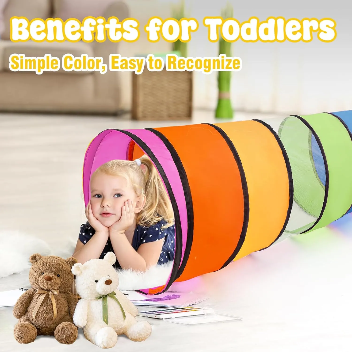 2 Pack Kids Play Tunnel,Pop Up Crawl Through Tunnel Play Tent for Baby Kids Children or Pet,Opening Crawl Tunnel Toy with Breathable Mesh Game Tent Toy Girl Boy Gift