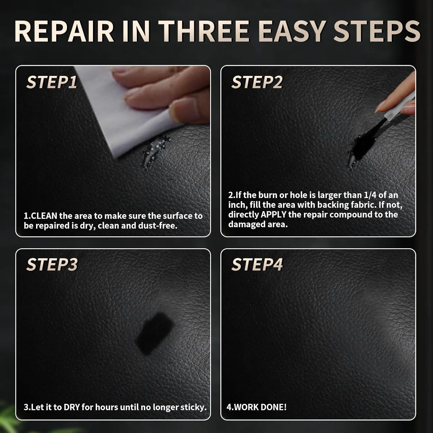 2025 New Advanced Leather Repair Gel, Leather Repair Kit for Car Seat Vinyl Repair Kit, Professional Leather Repair Kit for Car Seat, Multifunctional Couch and Jacket Repair Kit (Black)