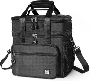 21L Double Deck Large Capacity Lunch Bag Leak-Proof Insulated Lunch Box for Men & Women Adults, Expandable Cooler Bag for Office Travel Picnic, Multi-Pocket Easy to Clean