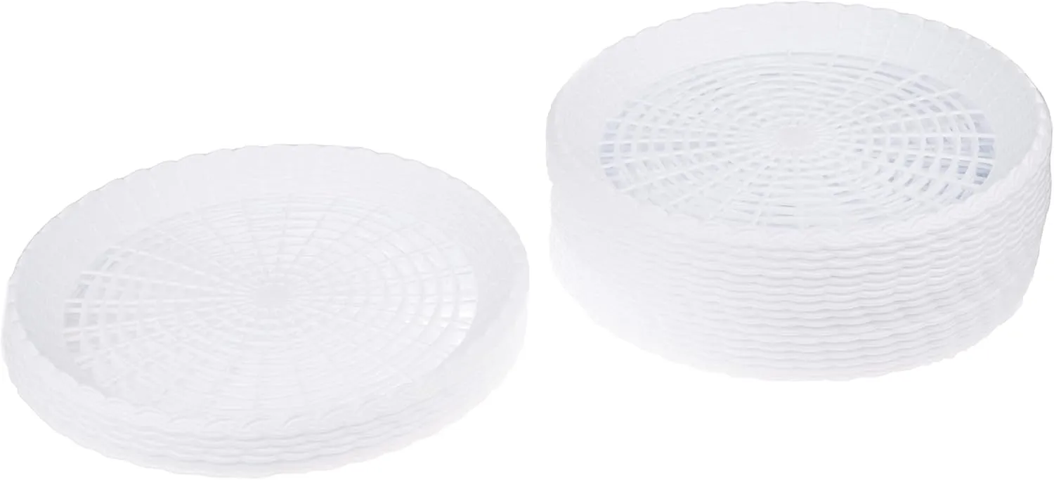 24 Pack Reusable Plastic Paper Plate Holders Heavy Duty Woven Paper Plate Holder (White)