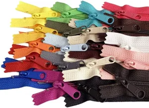 25pcs Assorted Colors - YKK #4.5 Coil Handbag Long Pull Zippers - Made in The United States (22" Inches)