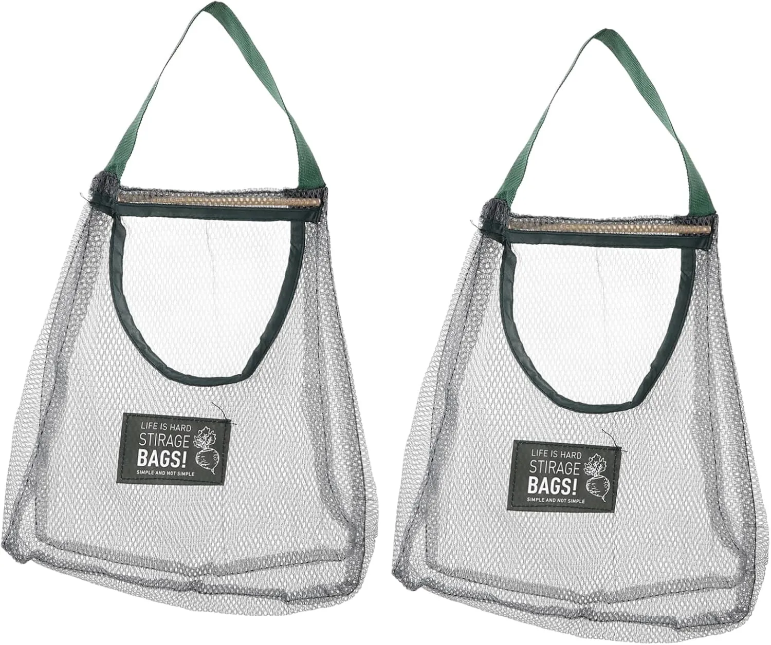 2pcs Hanging Mesh Bags for Vegetables Fruit Breathable Storage Bags for Garlic Ginger Onions