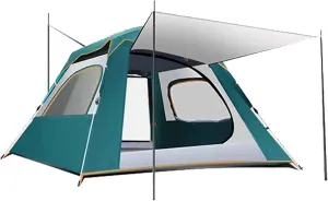 3-4 Person Campingdome Tent Portable Backpacking Tent Auto Pop Up Family Tents with Carry Bag and Rainproof Roof Cover, for Hiking and Beach