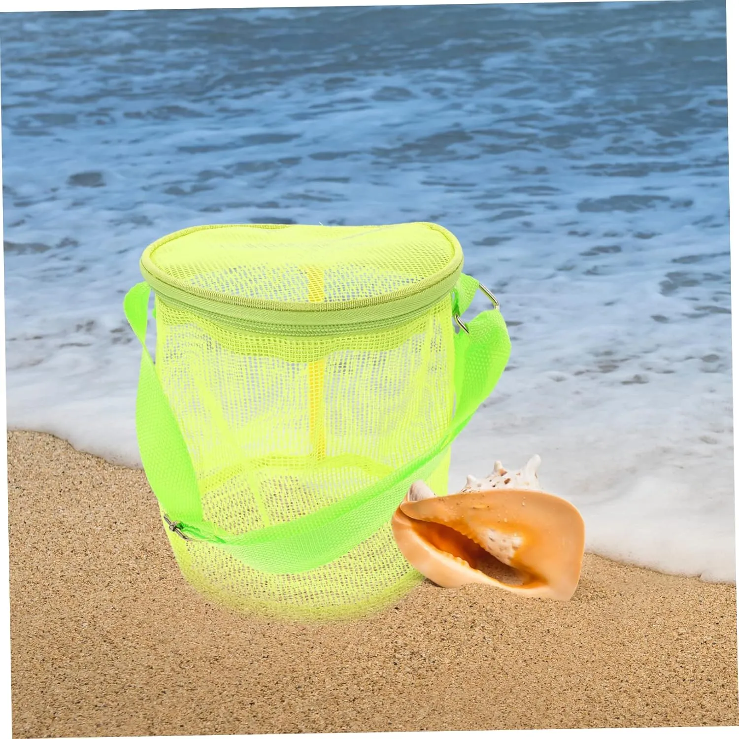 3-Pack Beach Storage Bags - Toddler Beach Toys Cage Mesh Shell Bags for Picking Up Shells, Snacks, Essentials - High Capacity PVC Child Essentials Backpack