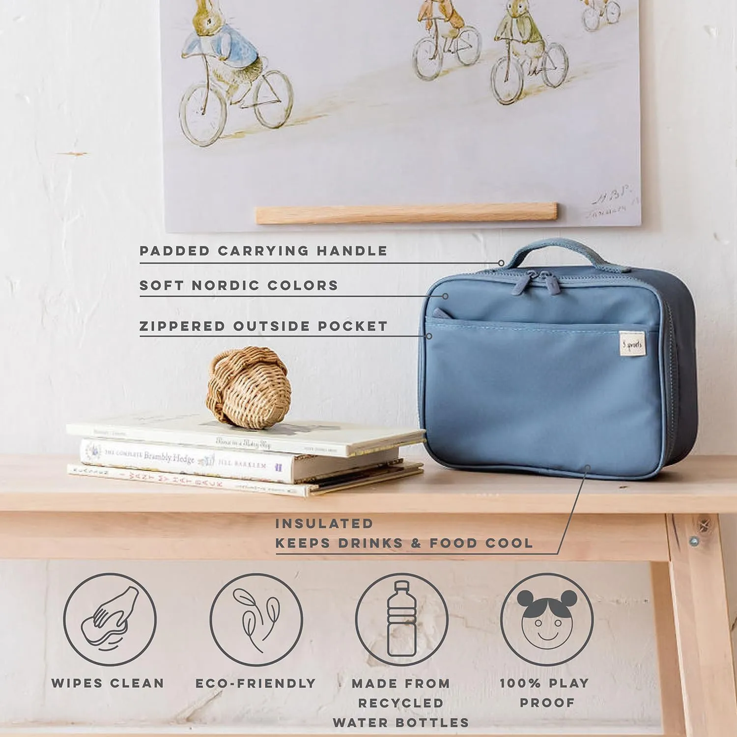 3 Sprouts Lunch Bag for Kids, Boys & Girls – Insulated Lunch Box for Boys and Girls – Perfect for School and Travel - Loncheras Para Niños y Niñas - Blue