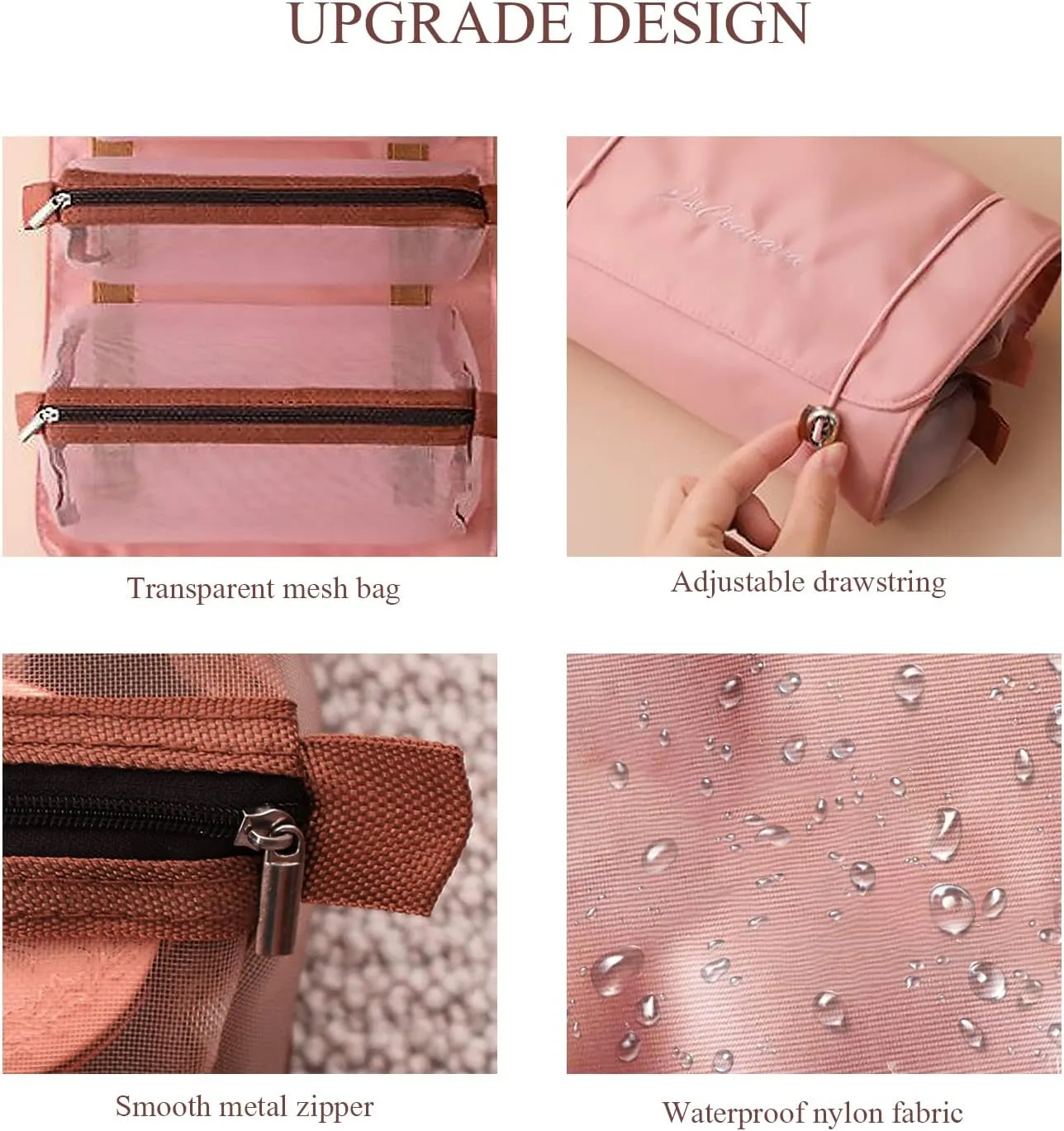 4 In 1 Detachable Toiletry Bag Hanging Roll-Up Makeup Bag Large Capacity Travel Wash Bag Mesh Cosmetic Bag Portable Foldable Toiletry Bag Waterproof Cosmetic Organizer Bag For Travel Daily