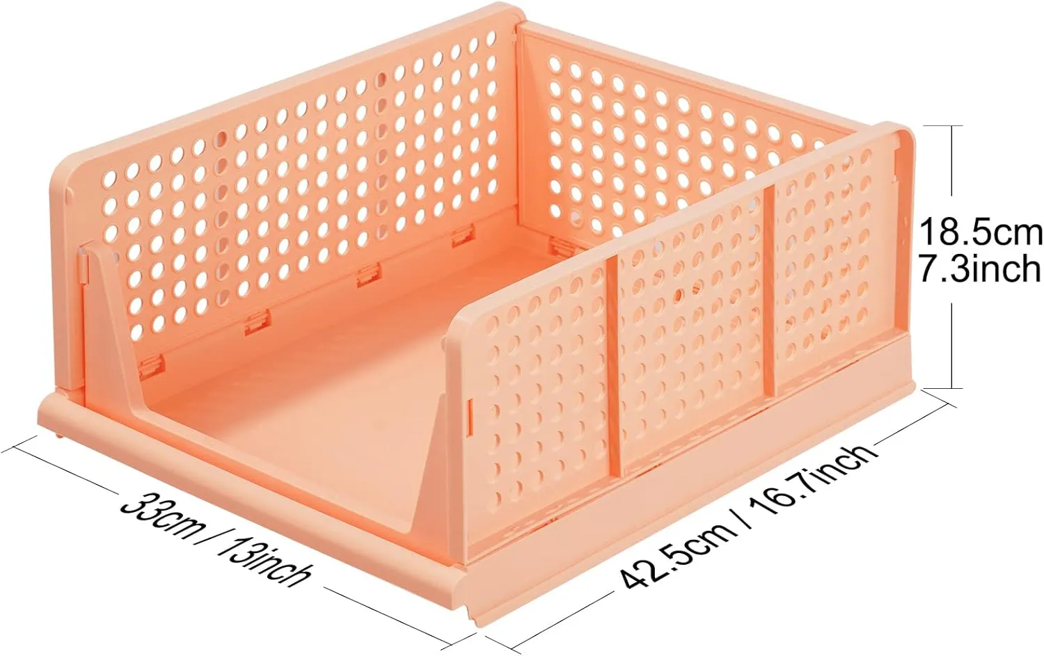 4-Pack Folding Wardrobe Storage Box Plastic Drawer Organizer Stackable Shelf Baskets Cloth Closet Container Bin Cube Home Office Bedroom Laundry Drawer Dividers for Clothes Toy Organization (Pink)