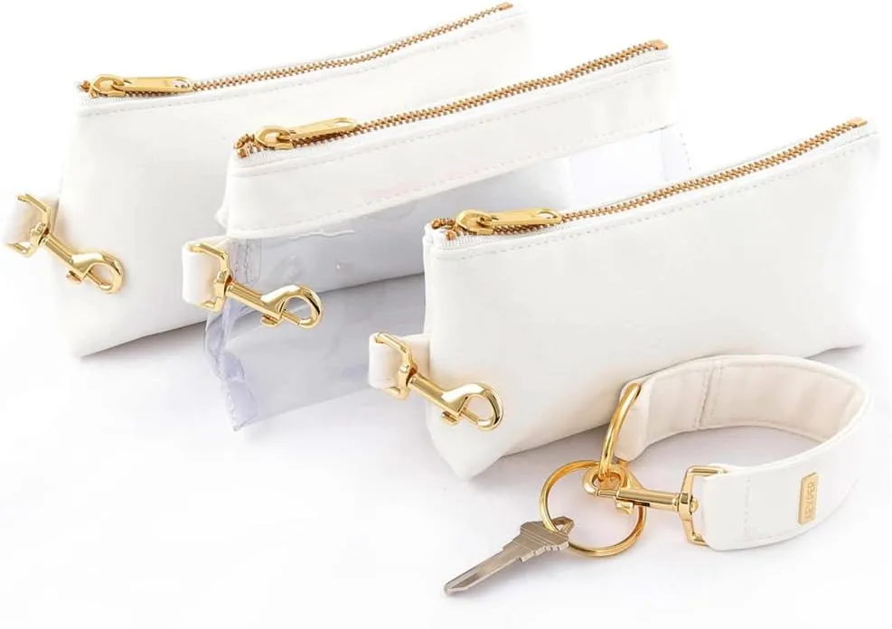 4-Piece Wristlet Set - Key Ring Bracelet & 3 Women’s Bags Womens Faux Leather Purses & Handbags Classic Clutch Purse