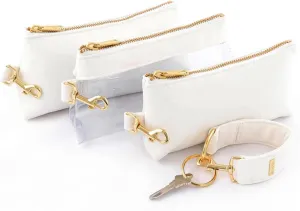 4-Piece Wristlet Set - Key Ring Bracelet & 3 Women’s Bags Womens Faux Leather Purses & Handbags Classic Clutch Purse