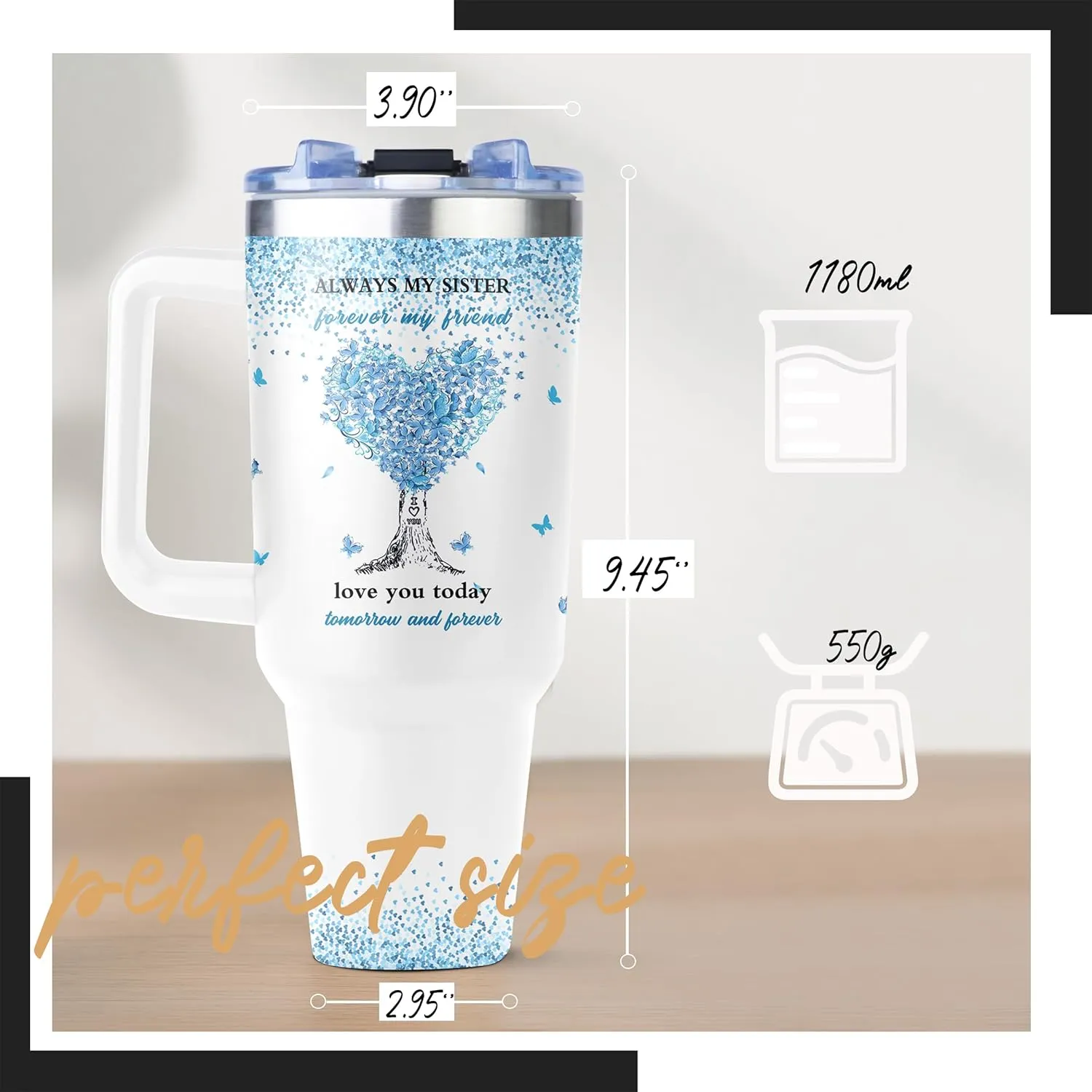 40 oz Tumbler with Handle and Straw, Sis Tumbler, Birthday Gifts for Sisters, Sister Birthday, Sisters Gifts from Brothers, Gift for Sister, Soul Sis Gift for Women