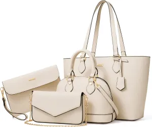 4PCS Women Fashion Handbags Purses Wallet Shoulder Bags Casual Tote Bag Crossbody Bags, Handbag Set Gift for Ladies Girls