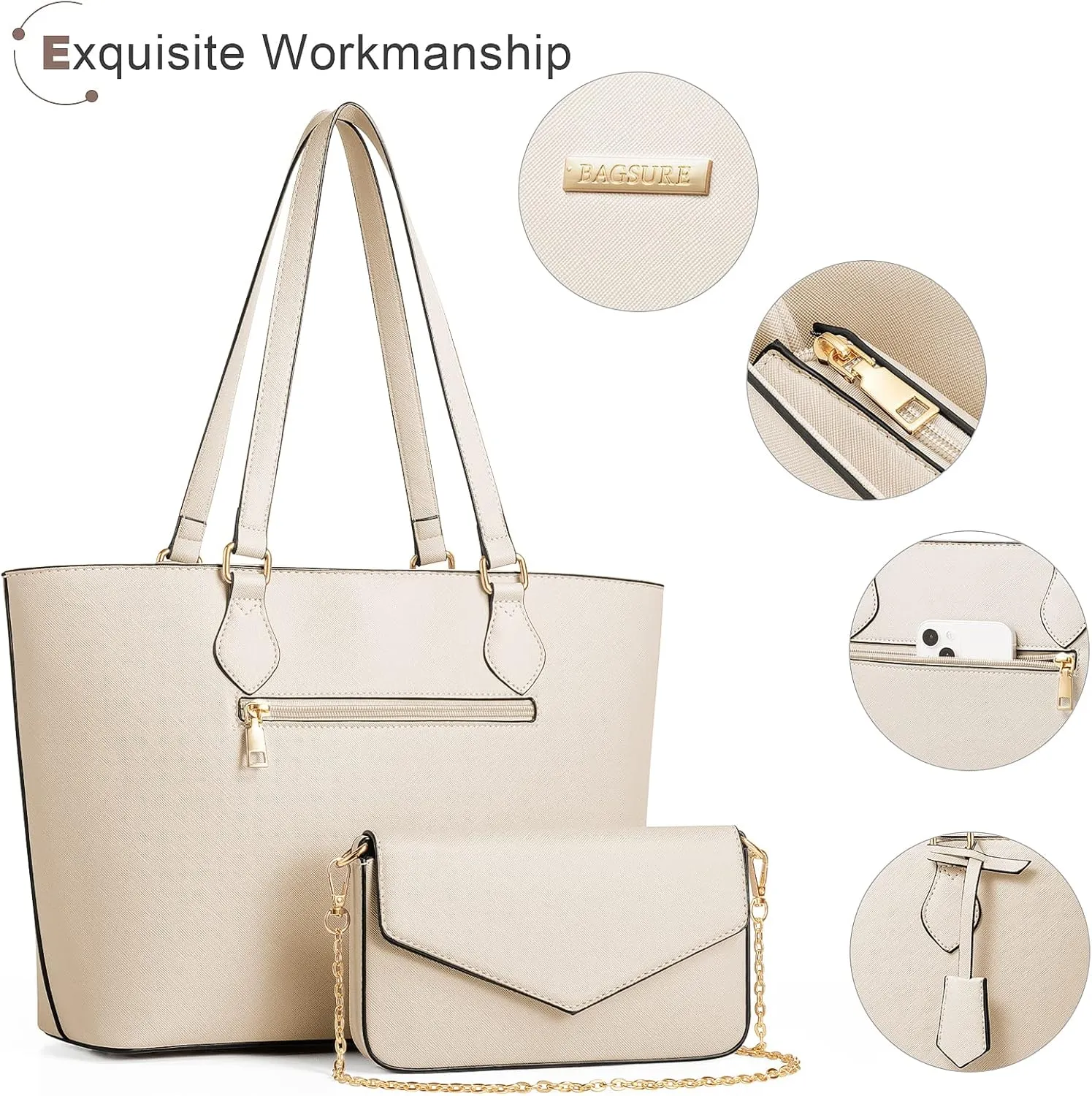 4PCS Women Fashion Handbags Purses Wallet Shoulder Bags Casual Tote Bag Crossbody Bags, Handbag Set Gift for Ladies Girls
