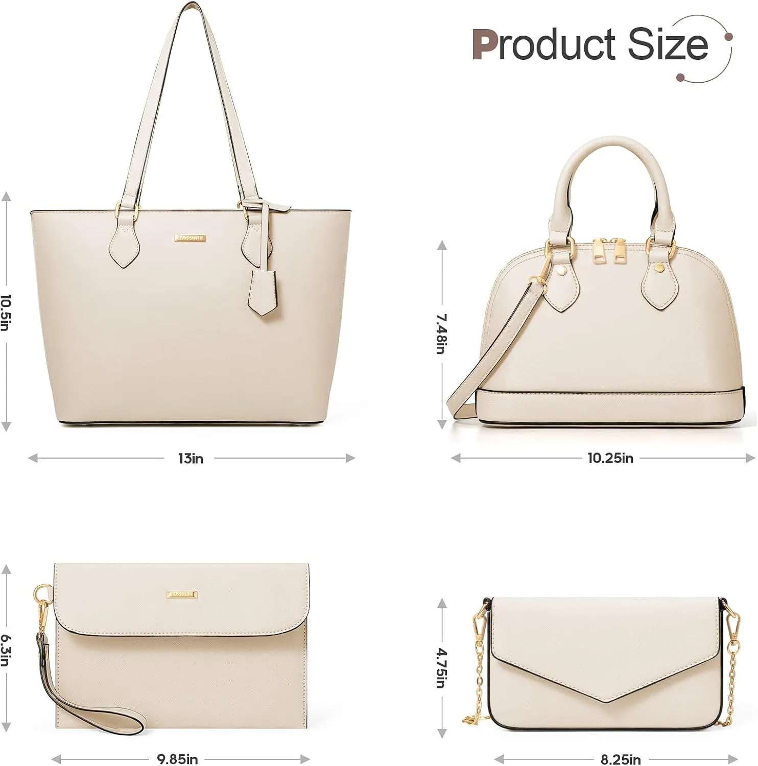 4PCS Women Fashion Handbags Purses Wallet Shoulder Bags Casual Tote Bag Crossbody Bags, Handbag Set Gift for Ladies Girls