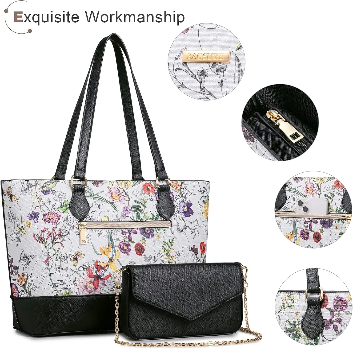 4PCS Women Fashion Handbags Purses Wallet Tote Shoulder Bags Casual Crossbody Bags, Best Valentine's Day Gift for Ladies Girls, Satchel Purse Set 4pcs
