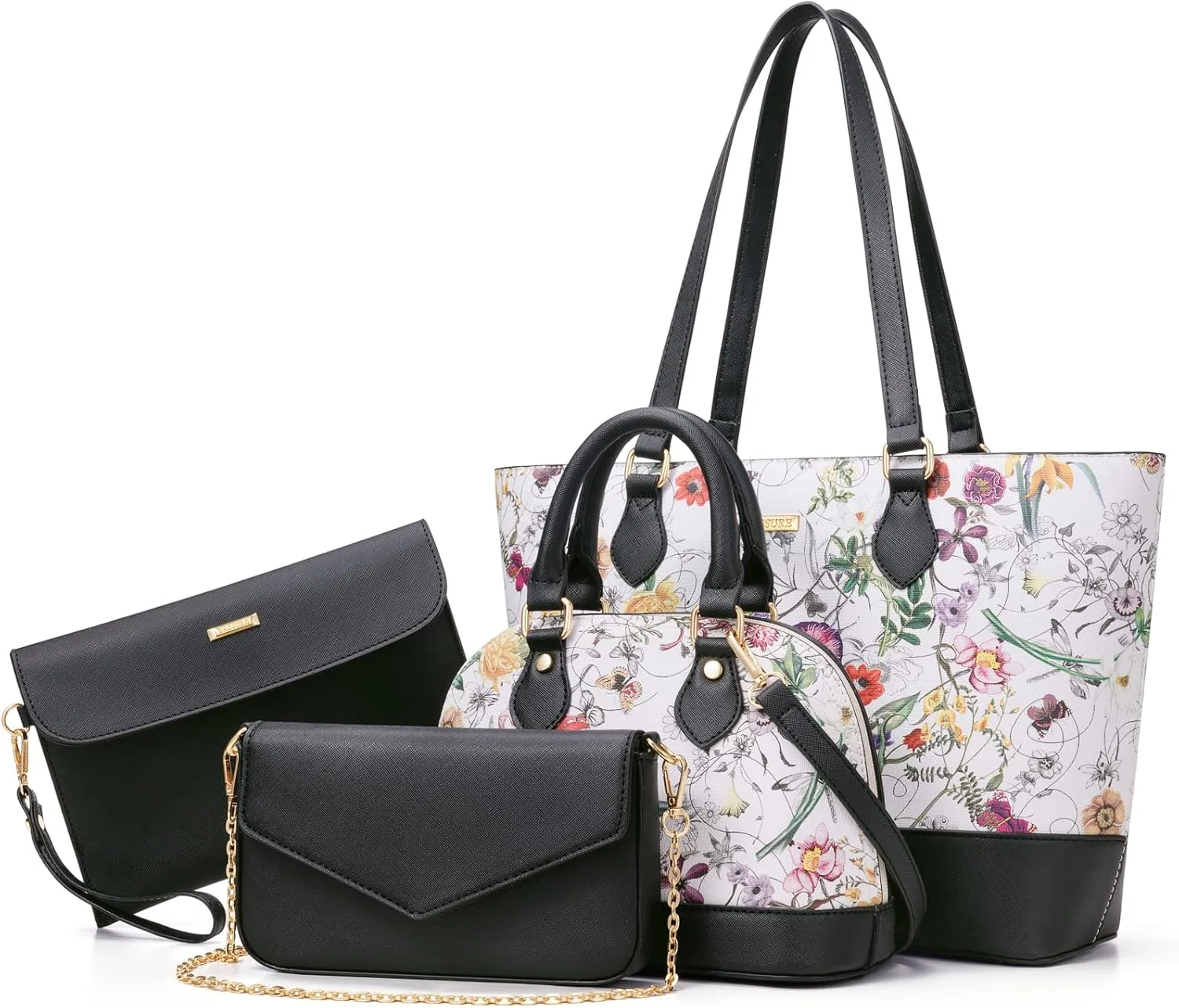 4PCS Women Fashion Handbags Purses Wallet Tote Shoulder Bags Casual Crossbody Bags, Best Valentine's Day Gift for Ladies Girls, Satchel Purse Set 4pcs
