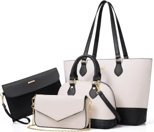 4PCS Women Fashion Handbags Purses Wallet Tote Shoulder Bags Casual Crossbody Bags, Best Valentine's Day Gift for Ladies Girls, Satchel Purse Set 4pcs
