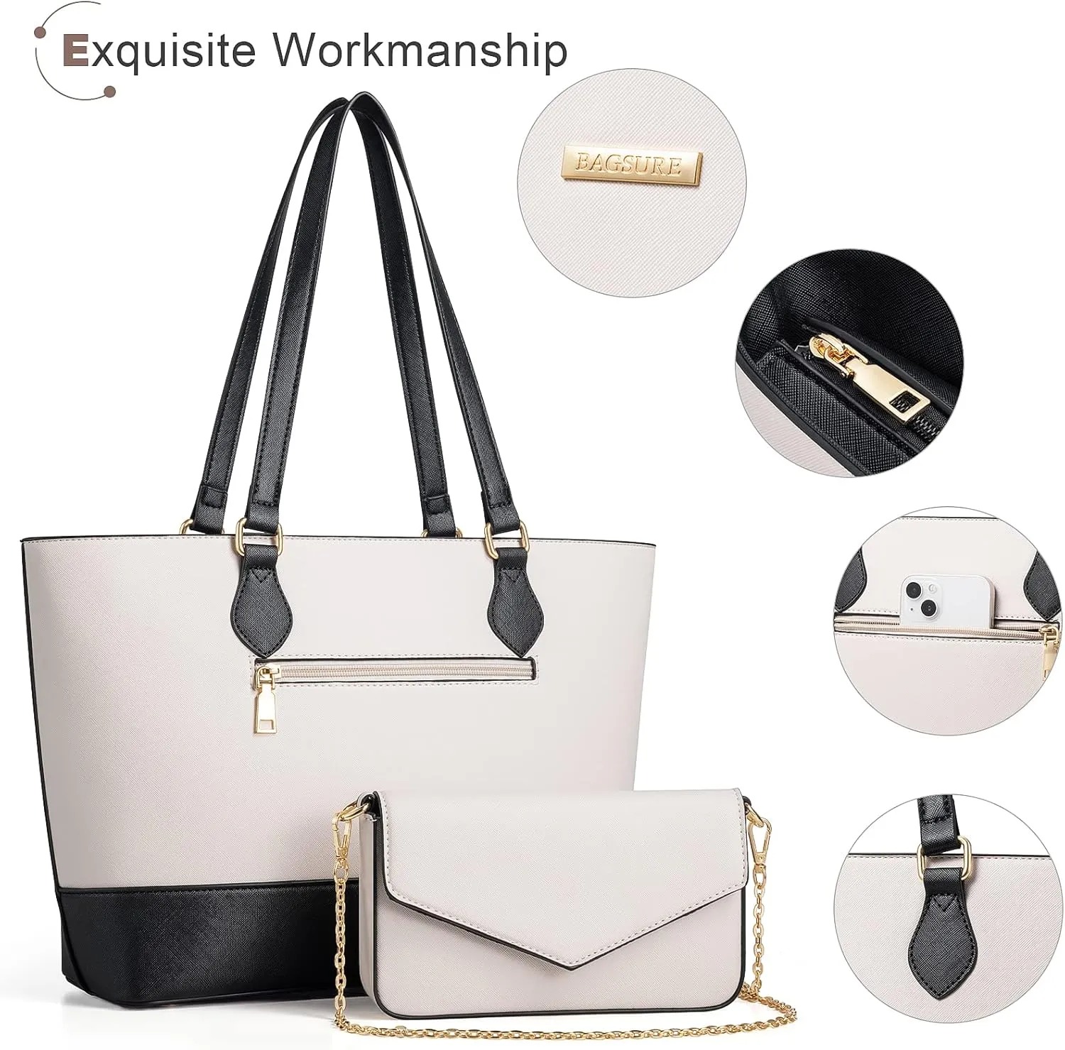 4PCS Women Fashion Handbags Purses Wallet Tote Shoulder Bags Casual Crossbody Bags, Best Valentine's Day Gift for Ladies Girls, Satchel Purse Set 4pcs
