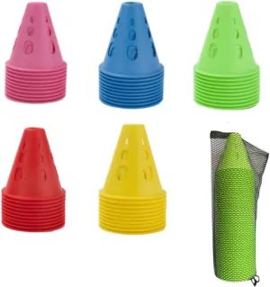 50 Pcs Multipurpose Training Cones with Storage Bag Plastic Roller Skating Cones Traffic Road Cones Set for Kid Adult Skating Roller Skating and Skate Practice Sport Training,3 Inch