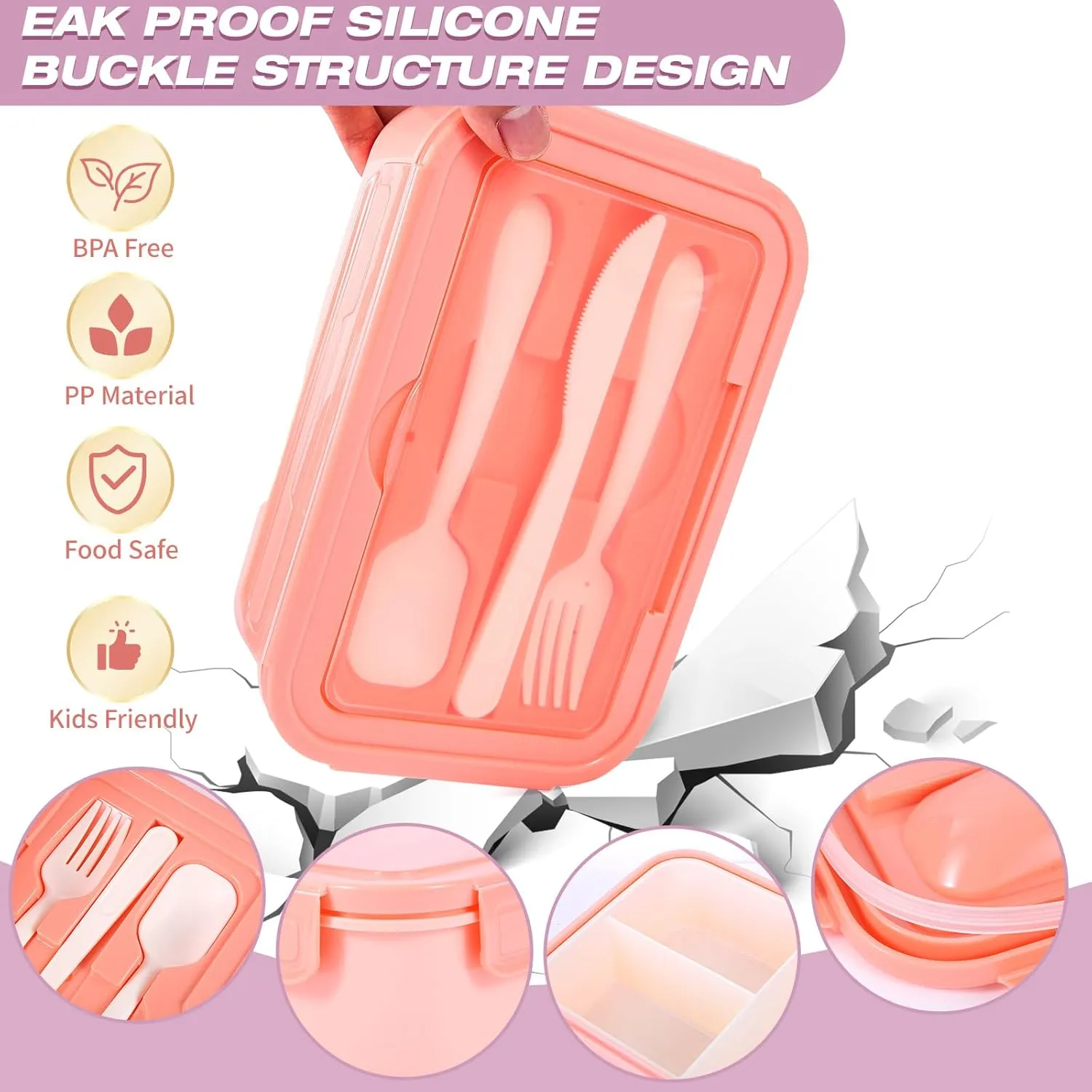 77 Pieces Bento Box Lunch Box Kit Large Pink Insulated Lunch Bag 3 Layer Stackable Leakproof Lunch Box Containers with Cup,Lunch Bag,Spoon,Fork,60 Pieces Lunch Box Notes for Girl Women (Purple)