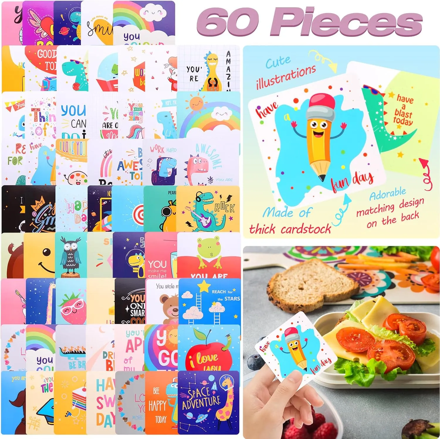77 Pieces Bento Box Lunch Box Kit Large Pink Insulated Lunch Bag 3 Layer Stackable Leakproof Lunch Box Containers with Cup,Lunch Bag,Spoon,Fork,60 Pieces Lunch Box Notes for Girl Women (Purple)
