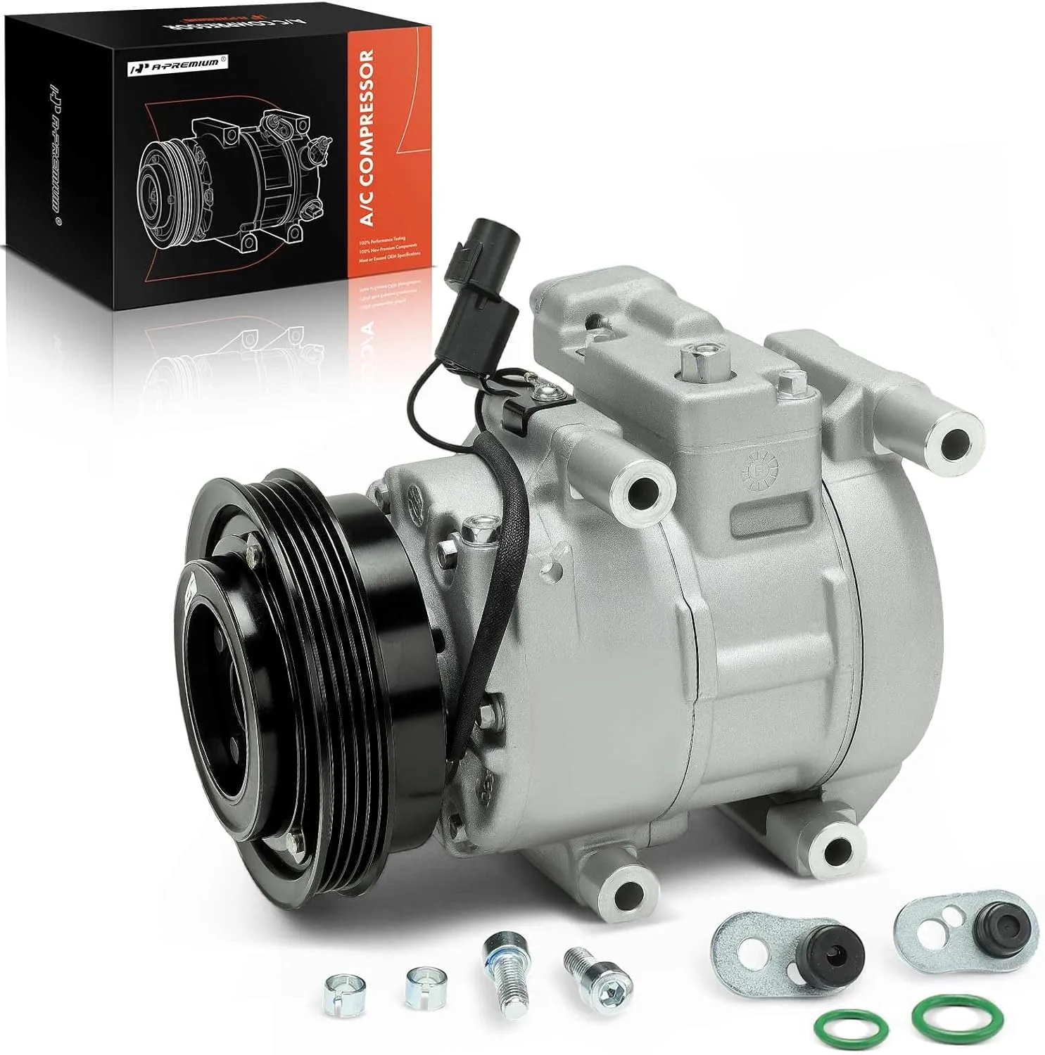 A-Premium A/C Compressor with Clutch Compatible with Kia Spectra 2.0L 2007-2009, Spectra5 2.0L 2007-2009