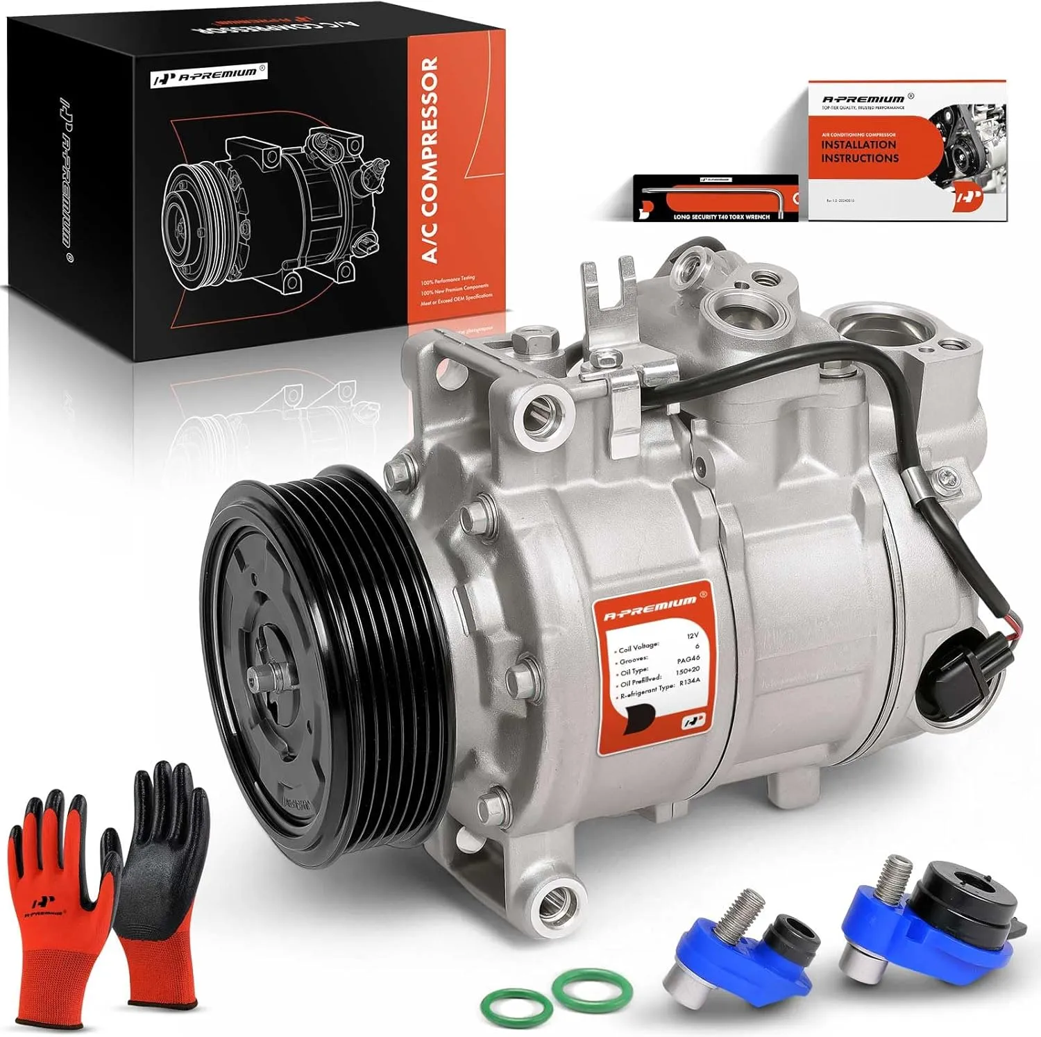 A-Premium Air Conditioner AC Compressor with Clutch Compatible with A4 2004-2015, A4 allroad 2013-2016, A4 Quattro, A5, A6, Q3, Q5, Q7 & Porsche Macan