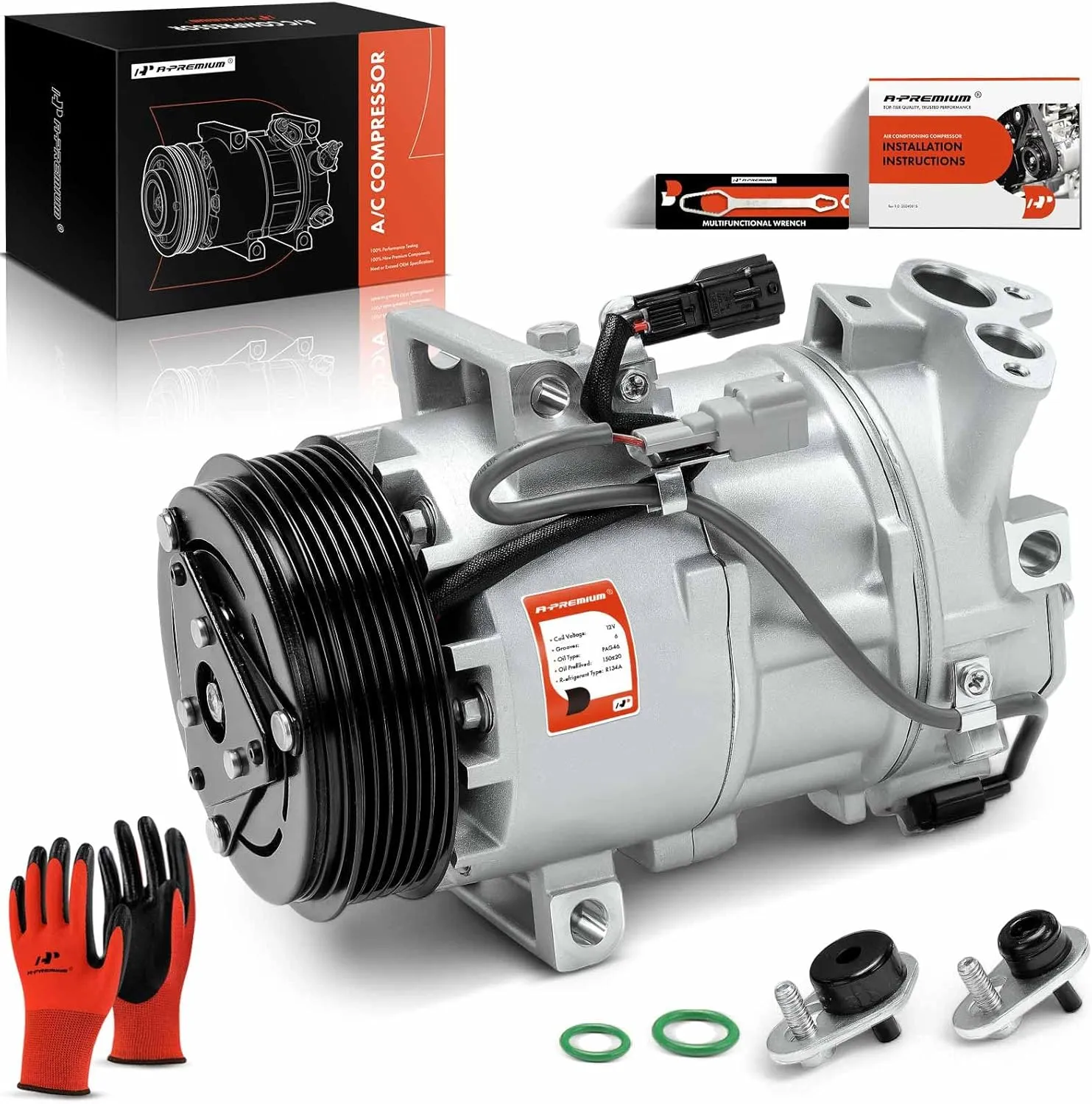 A-Premium Air Conditioner AC Compressor with Clutch Compatible with Nissan Sentra 1.8L 2013-2019