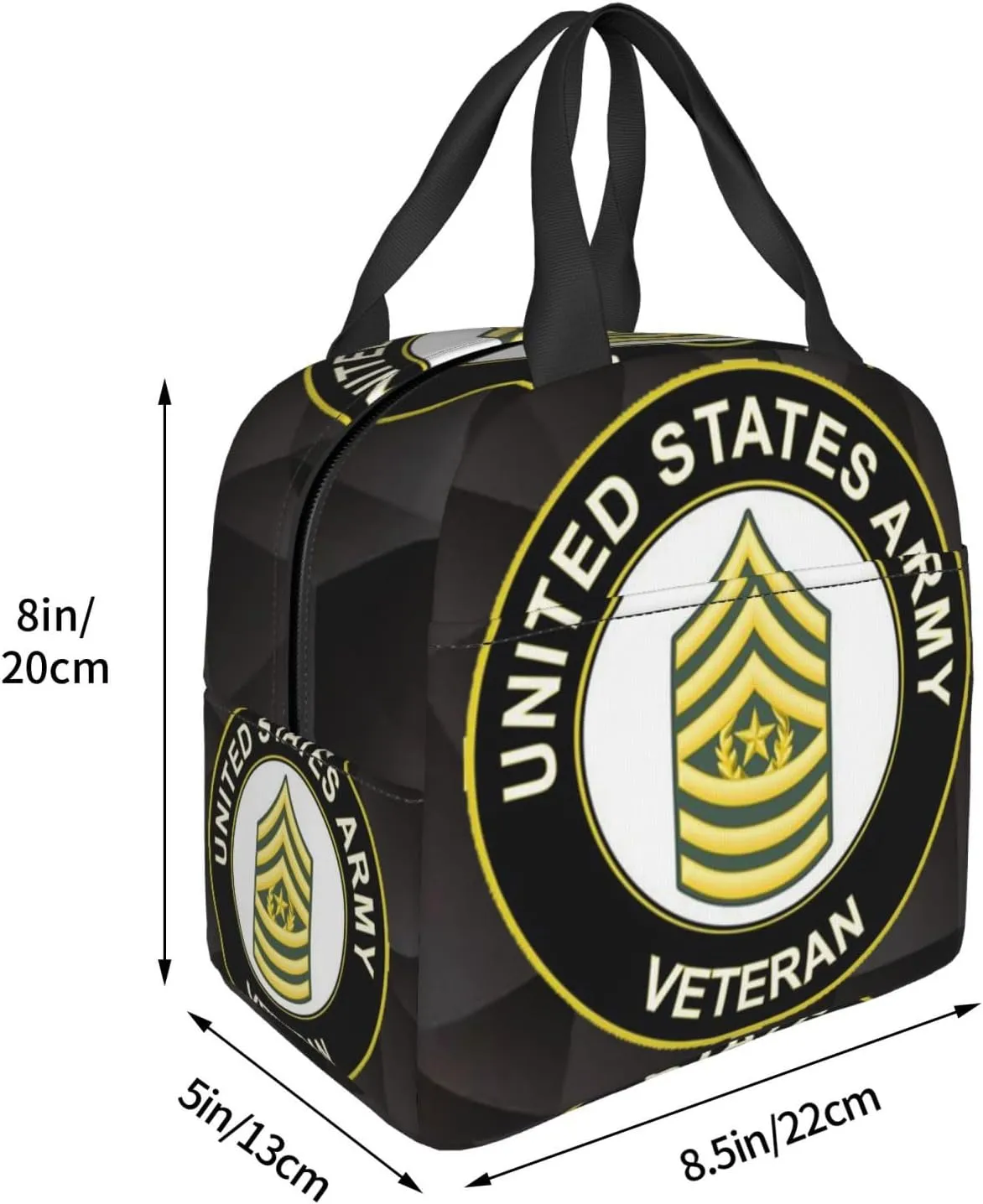 A-rmy Command Sergeant Major E-9 Veteran Lunch Bag For Women Tote Cute Reusable Washable Travel Work Picnic Cooler Bag Canvas DIY