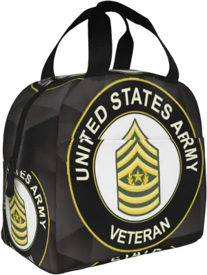 A-rmy Command Sergeant Major E-9 Veteran Lunch Bag For Women Tote Cute Reusable Washable Travel Work Picnic Cooler Bag Canvas DIY