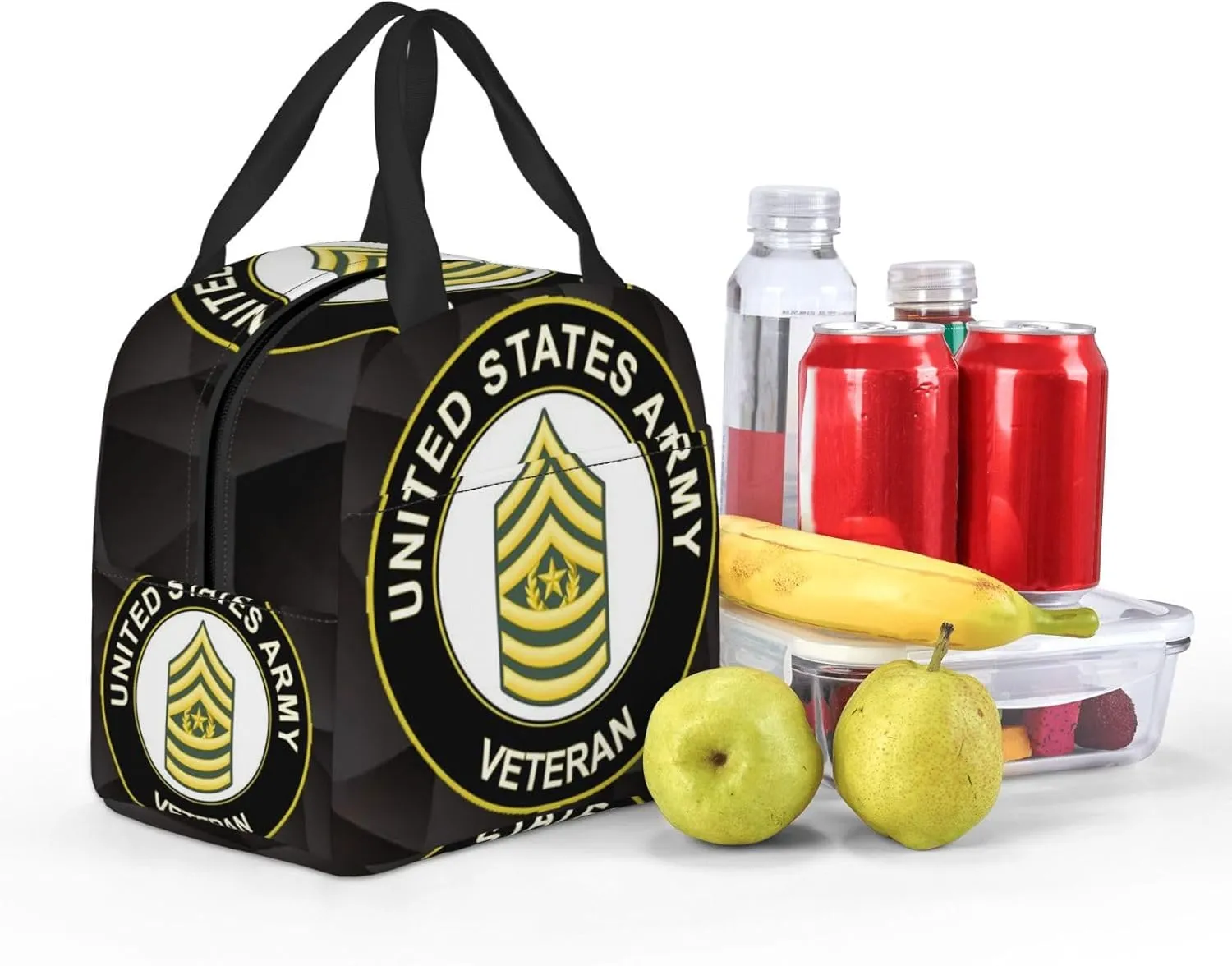 A-rmy Command Sergeant Major E-9 Veteran Lunch Bag For Women Tote Cute Reusable Washable Travel Work Picnic Cooler Bag Canvas DIY