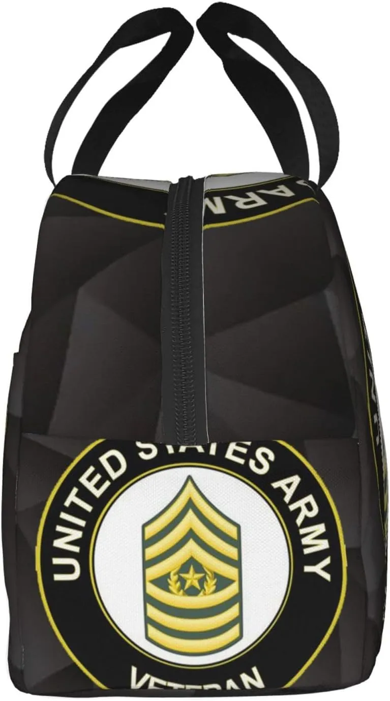 A-rmy Command Sergeant Major E-9 Veteran Lunch Bag For Women Tote Cute Reusable Washable Travel Work Picnic Cooler Bag Canvas DIY