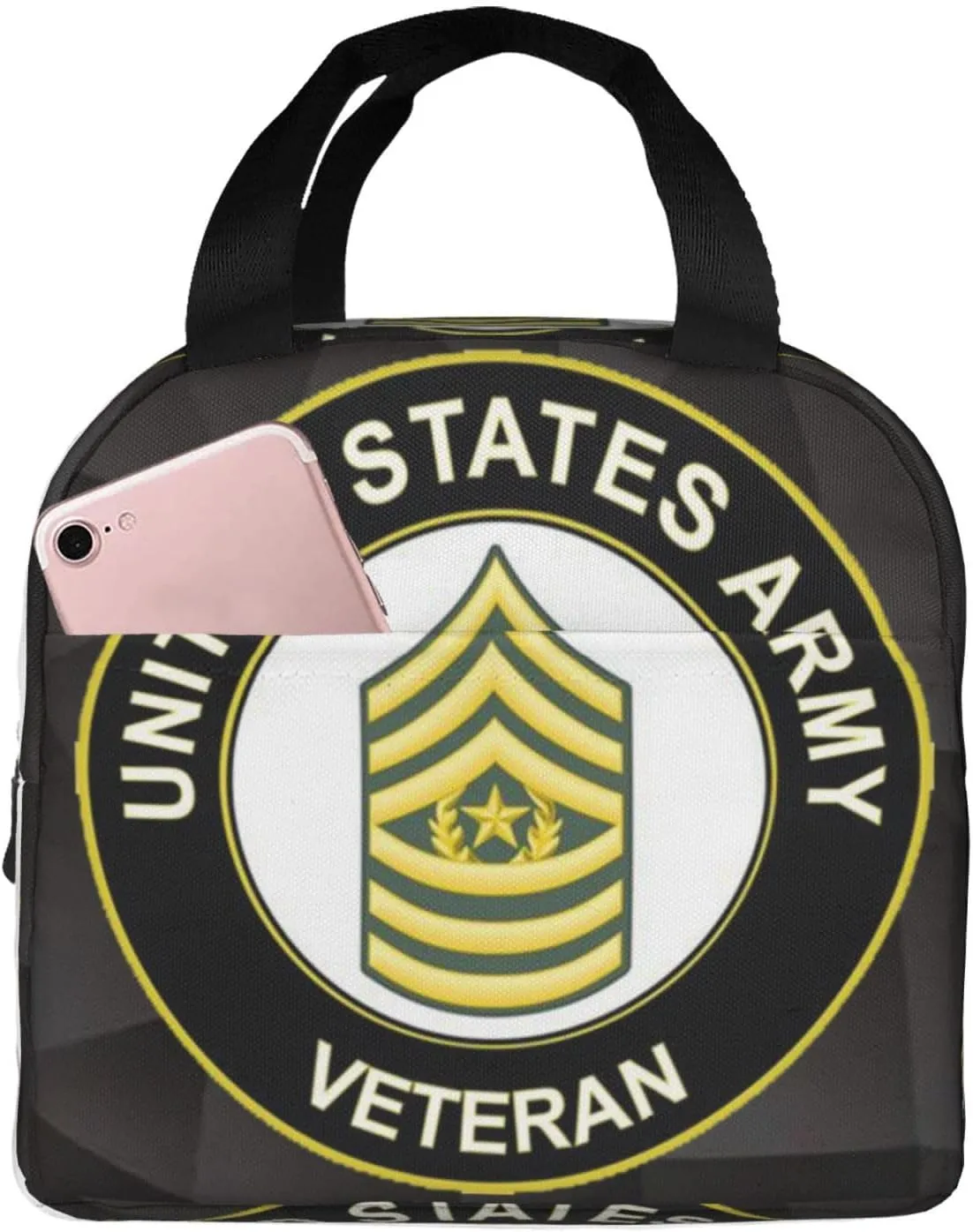 A-rmy Command Sergeant Major E-9 Veteran Lunch Bag For Women Tote Cute Reusable Washable Travel Work Picnic Cooler Bag Canvas DIY