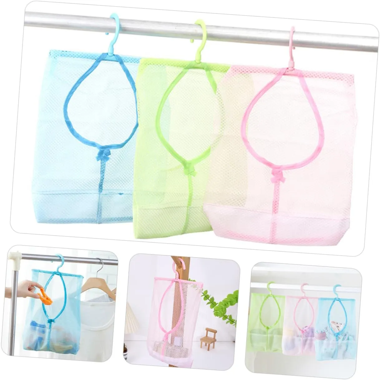 ABOOFAN 3sets Laundry Bag Hang Wall-mounted Mesh Pouch Convenient Dorm Organizer 3pcs*3
