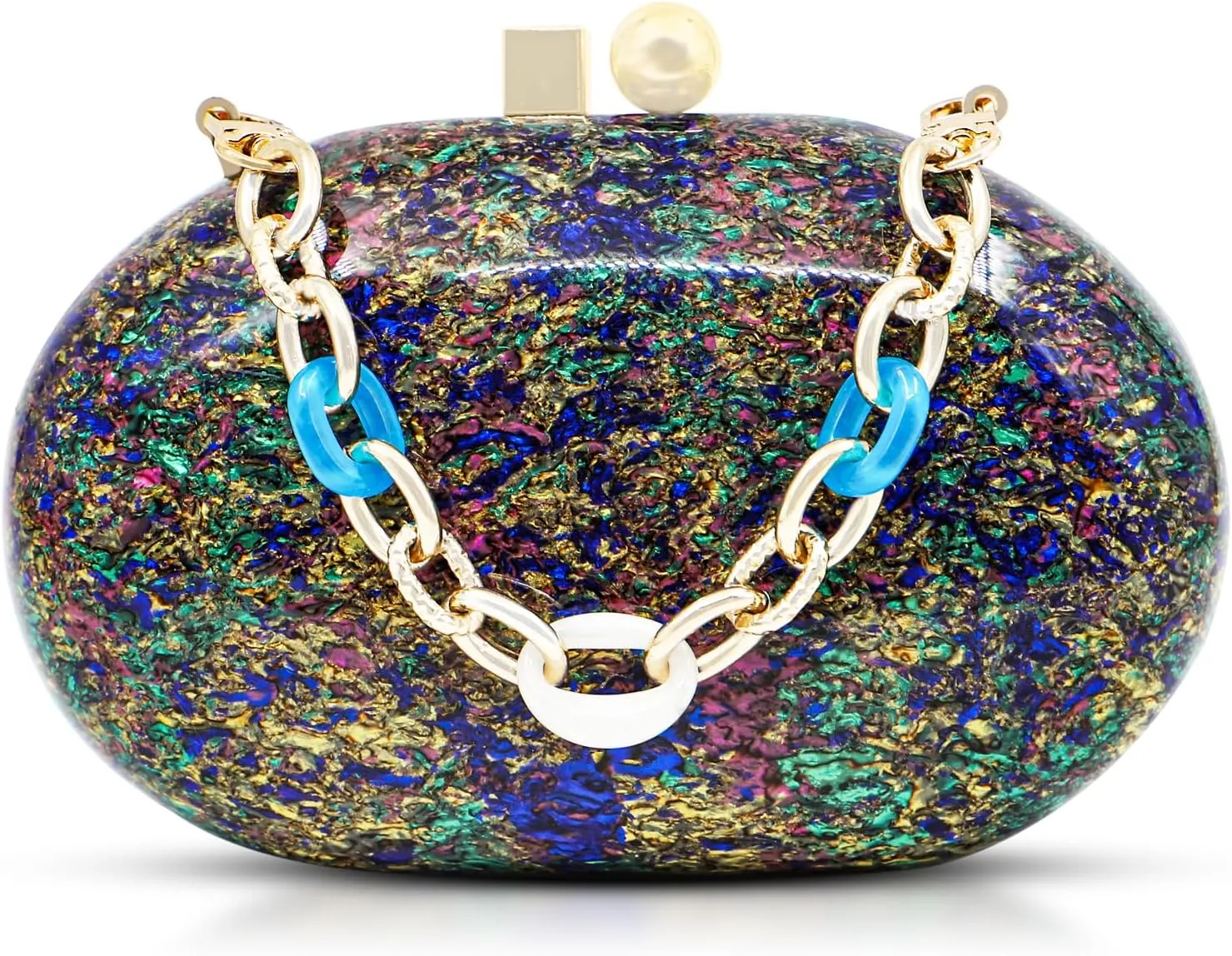 Acrylic Evening Bag, Clutch Purses for Women, Colorful Elliptical Colored Crossbody Bag for Wedding Party