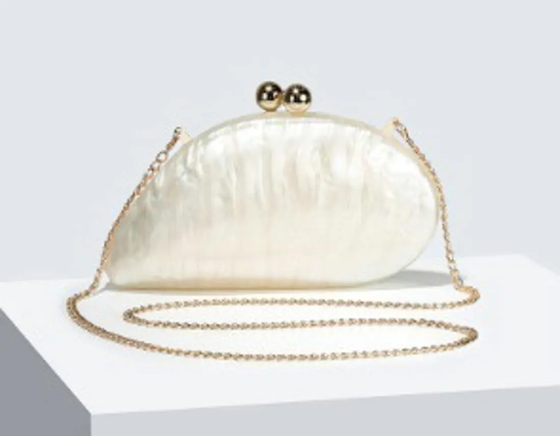 Acrylic Shell Shaped Bag Evening Clutch Purses for Women Trendy Shoulder Crossbody Bags Glitter Marble Purse Handbag 2025