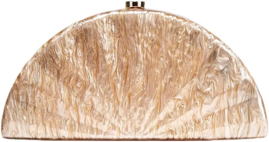 Acrylic Shell Shaped Bag Luxury Marble Clutch Evening Purses for Women Glitter Handbag for Wedding Cocktail Party Prom