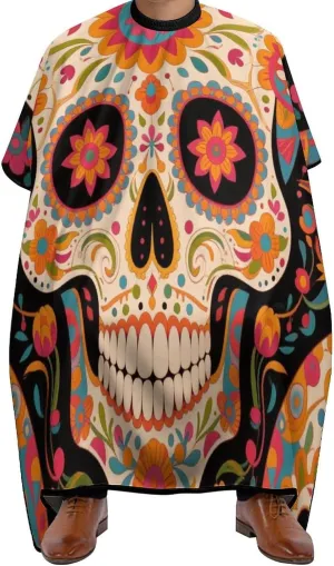 Adjustable Salon Cape - Dyeing Salon Apron Mexican Sugar Skull Flower Art Shampoo & Cutting Household Capes Wrap for Hair Dye